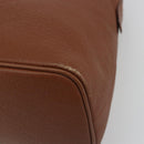 Burberrys Hand Bag Leather Brown Gold Auth 194278-9