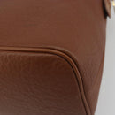Burberrys Hand Bag Leather Brown Gold Auth 194278-15