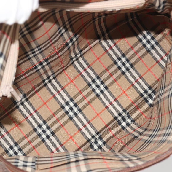 Burberrys Hand Bag Leather Brown Gold Auth 194278