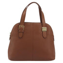 Burberrys Hand Bag Leather Brown Gold Auth 194278-13