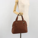 Burberrys Hand Bag Leather Brown Gold Auth 194278-22