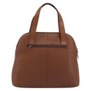Burberrys Hand Bag Leather Brown Gold Auth 194278-2