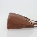 Burberrys Hand Bag Leather Brown Gold Auth 194278-3