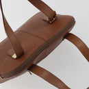 Burberrys Hand Bag Leather Brown Gold Auth 194278-6