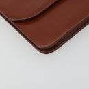 Christian Dior Chain Shoulder Bag Leather Brown Gold Auth 194279-14