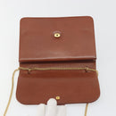 Christian Dior Chain Shoulder Bag Leather Brown Gold Auth 194279-11