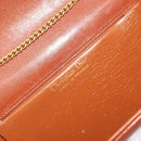 Christian Dior Chain Shoulder Bag Leather Brown Gold Auth 194279-18