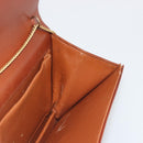 Christian Dior Chain Shoulder Bag Leather Brown Gold Auth 194279-19