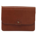 Christian Dior Chain Shoulder Bag Leather Brown Gold Auth 194279-13