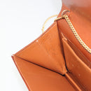 Christian Dior Chain Shoulder Bag Leather Brown Gold Auth 194279-20