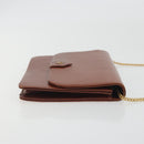 Christian Dior Chain Shoulder Bag Leather Brown Gold Auth 194279-3