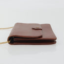 Christian Dior Chain Shoulder Bag Leather Brown Gold Auth 194279-4