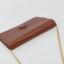 Christian Dior Chain Shoulder Bag Leather Brown Gold Auth 194279-6