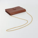 Christian Dior Chain Shoulder Bag Leather Brown Gold Auth 194279-7