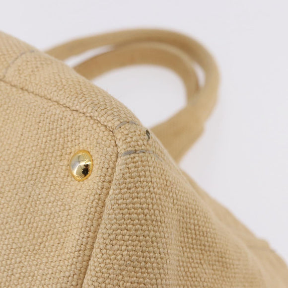 PRADA Canapa GM Tote Bag Straw Beige Gold Auth 194284