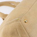 PRADA Canapa GM Tote Bag Straw Beige Gold Auth 194284-16