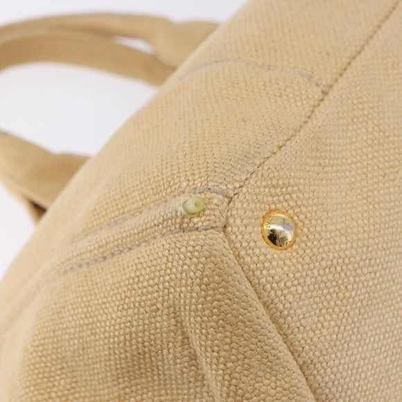PRADA Canapa GM Tote Bag Straw Beige Gold Auth 194284