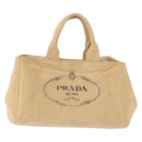 PRADA Canapa GM Tote Bag Straw Beige Gold Auth 194284-13