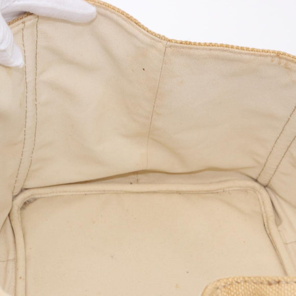 PRADA Canapa GM Tote Bag Straw Beige Gold Auth 194284