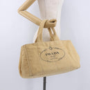 PRADA Canapa GM Tote Bag Straw Beige Gold Auth 194284-26