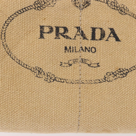 PRADA Canapa GM Tote Bag Straw Beige Gold Auth 194284