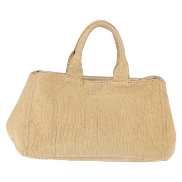 PRADA Canapa GM Tote Bag Straw Beige Gold Auth 194284