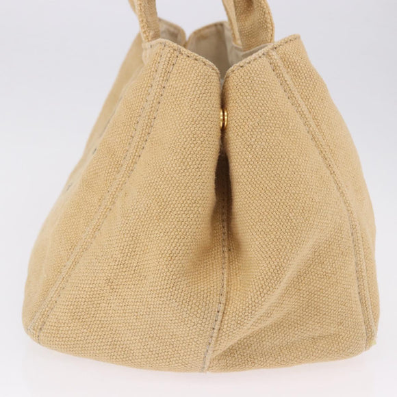 PRADA Canapa GM Tote Bag Straw Beige Gold Auth 194284