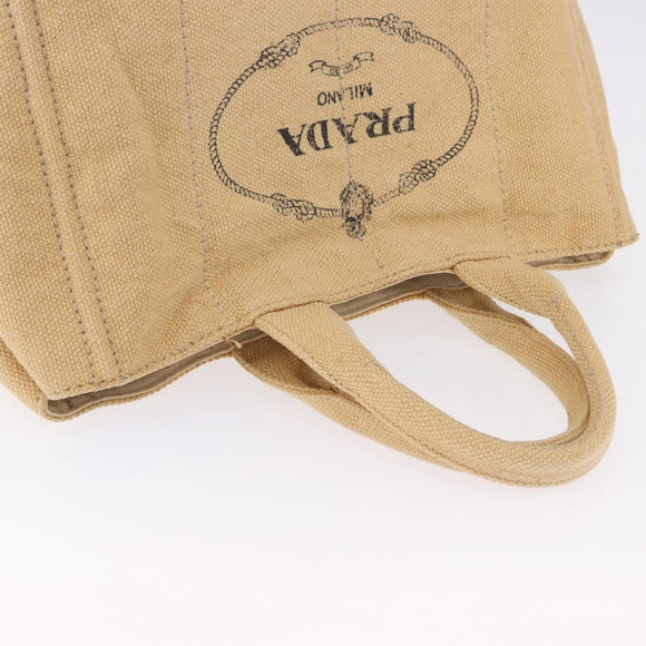 PRADA Canapa GM Tote Bag Straw Beige Gold Auth 194284