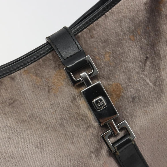 GUCCI Jackie Shoulder Bag Velor Gray Silver 001 3306 Auth 194285