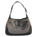 GUCCI Jackie Shoulder Bag Velor Gray Silver 001 3306 Auth 194285-3