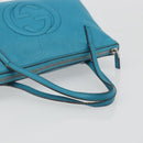 GUCCI Soho Hand Bag Leather Blue Silver 340618 Auth 194286A-7