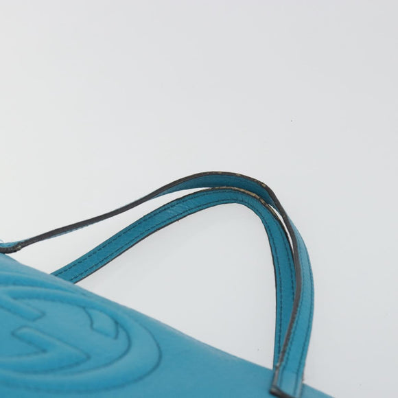 GUCCI Soho Hand Bag Leather Blue Silver 340618 Auth 194286A