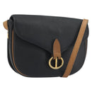 Christian Dior Shoulder Bag Leather Black Gold Auth 194288A-1