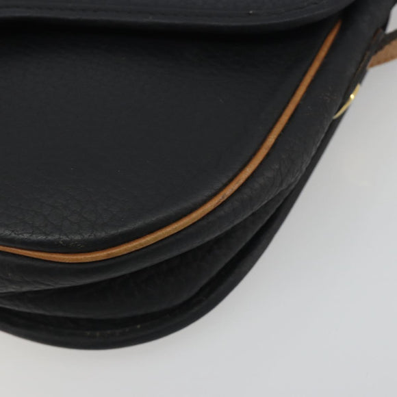 Christian Dior Shoulder Bag Leather Black Gold Auth 194288A