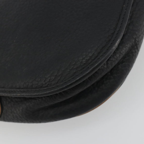 Christian Dior Shoulder Bag Leather Black Gold Auth 194288A