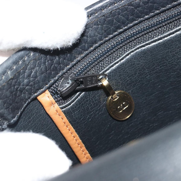 Christian Dior Shoulder Bag Leather Black Gold Auth 194288A