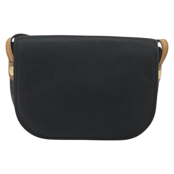 Christian Dior Shoulder Bag Leather Black Gold Auth 194288A