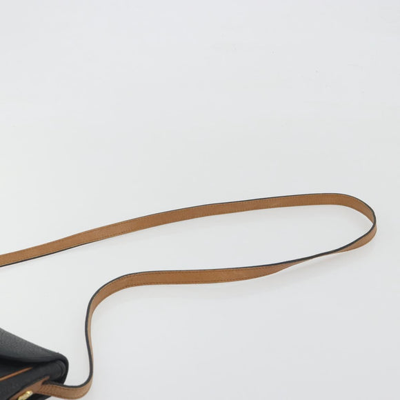 Christian Dior Shoulder Bag Leather Black Gold Auth 194288A