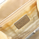 PRADA Hand Bag Satin Beige Silver Auth 194289-21