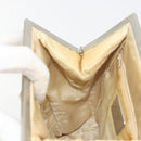 PRADA Hand Bag Satin Beige Silver Auth 194289-23