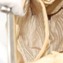 PRADA Hand Bag Satin Beige Silver Auth 194289-25