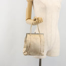 PRADA Hand Bag Satin Beige Silver Auth 194289-26