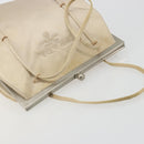 PRADA Hand Bag Satin Beige Silver Auth 194289-6