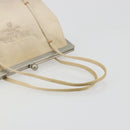 PRADA Hand Bag Satin Beige Silver Auth 194289-7
