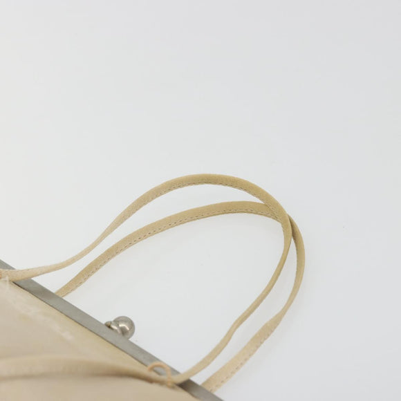 PRADA Hand Bag Satin Beige Silver Auth 194289