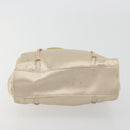 PRADA Hand Bag Satin Beige Silver Auth 194289-5