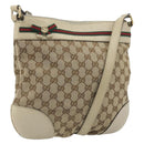 GUCCI GG Canvas Web Sherry Line Shoulder Bag Beige Gold 257065 Auth 194292-1