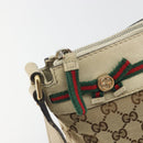 GUCCI GG Canvas Web Sherry Line Shoulder Bag Beige Gold 257065 Auth 194292-10