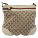 GUCCI GG Canvas Web Sherry Line Shoulder Bag Beige Gold 257065 Auth 194292-13