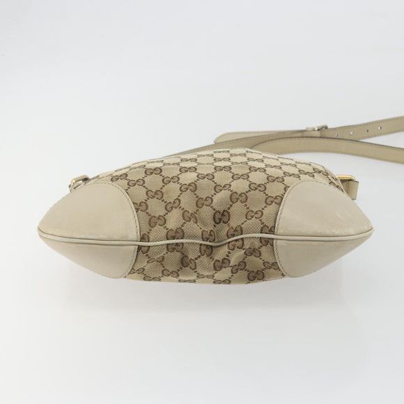 GUCCI GG Canvas Web Sherry Line Shoulder Bag Beige Gold 257065 Auth 194292